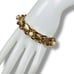 Vtg Chunky Goldtone Double Chain Link Bracelet Textured Hearts Pearls 7.25” EUC