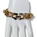 Vtg Chunky Goldtone Double Chain Link Bracelet Textured Hearts Pearls 7.25” EUC