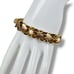Vtg Chunky Goldtone Double Chain Link Bracelet Textured Hearts Pearls 7.25” EUC