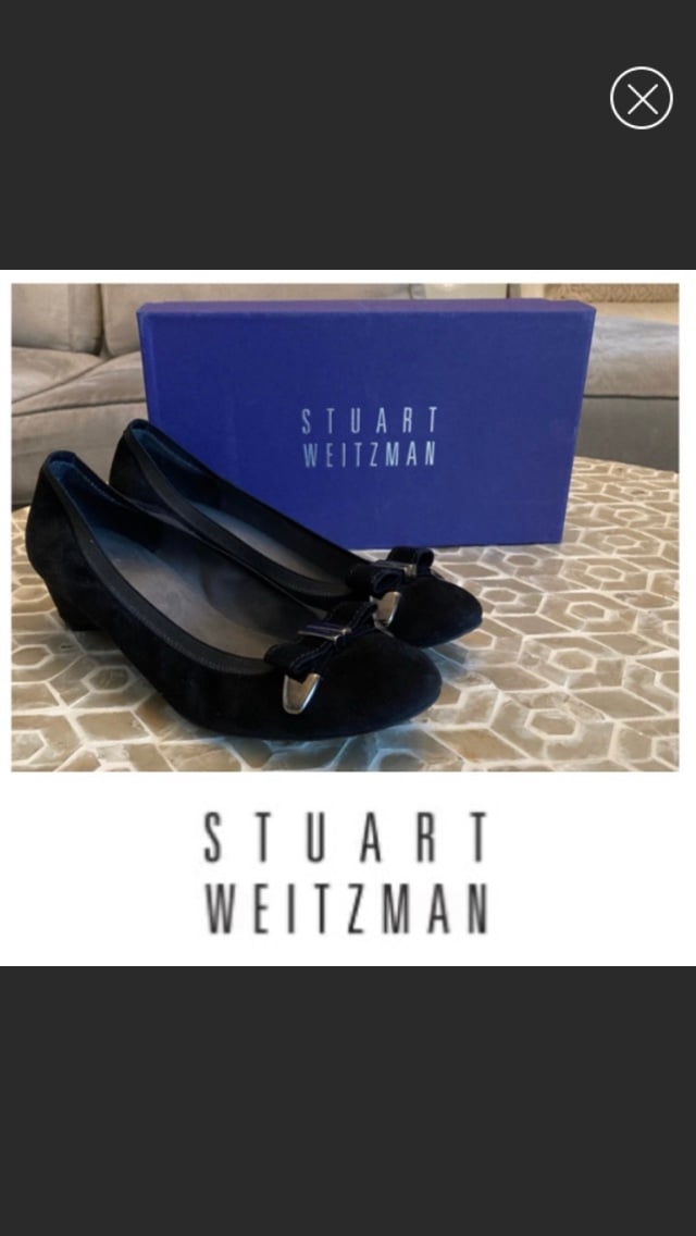 LIKE NEW! Stuart Weitzman suede bow-detail ballerina wedge