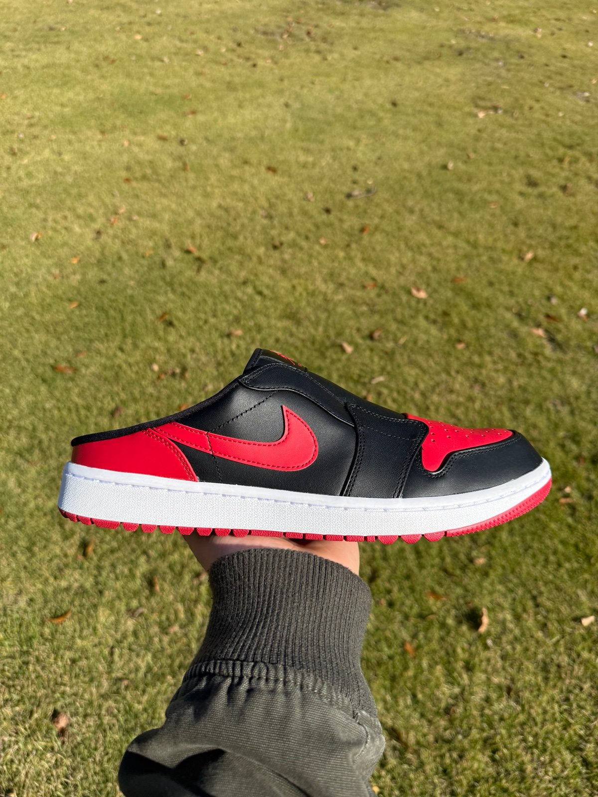 Air Jordan 1 Mule Golf Shoes Bred Black Red White Size 11.5 FJ1214-001 Nike