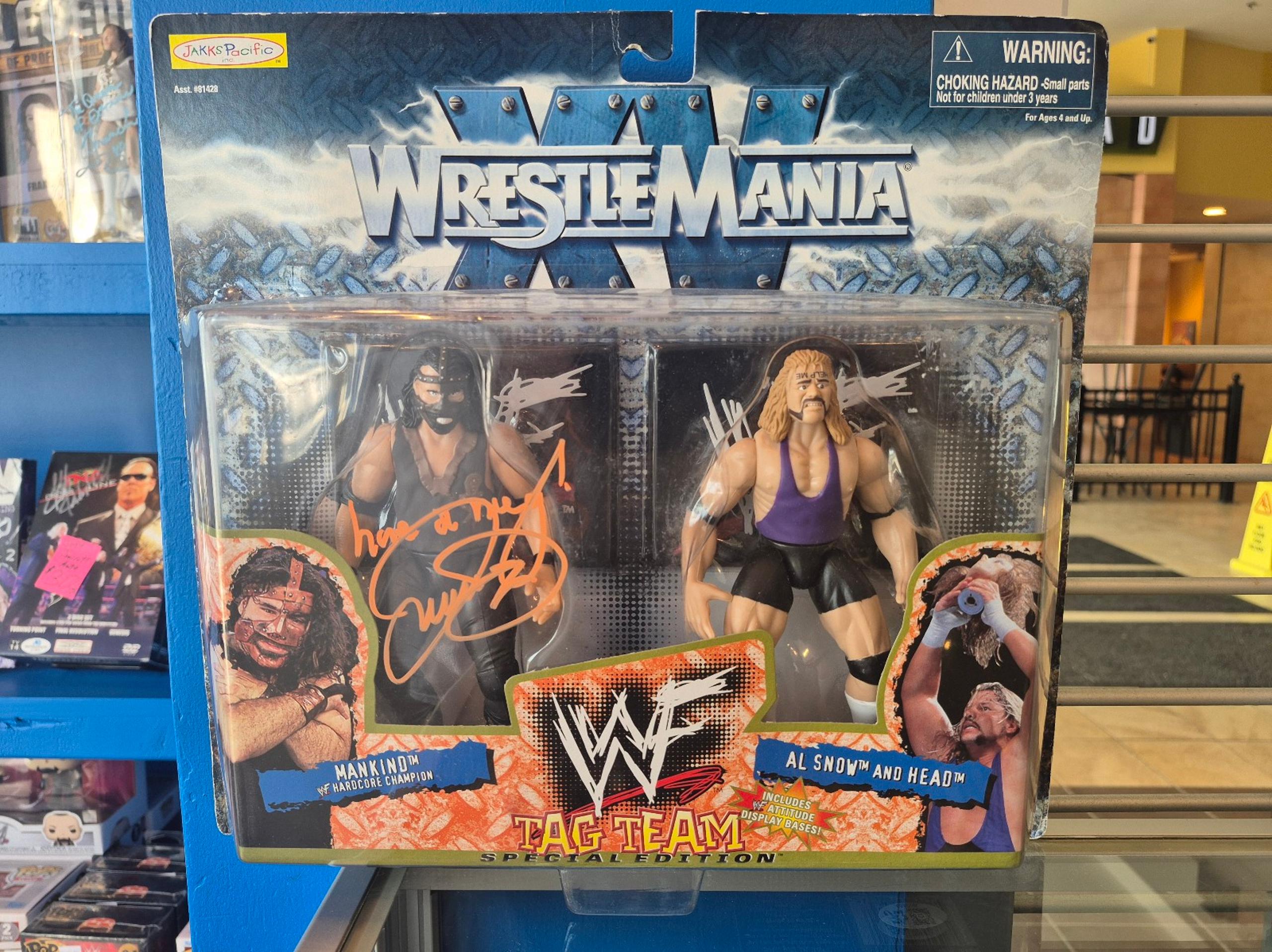 Mick Foley Autographed Mankind and Al Snow WWE Wrestlemania XV Action Figure