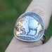 Authentic Buffalo Indian Nickel signet ring adjustable sterling silver feather