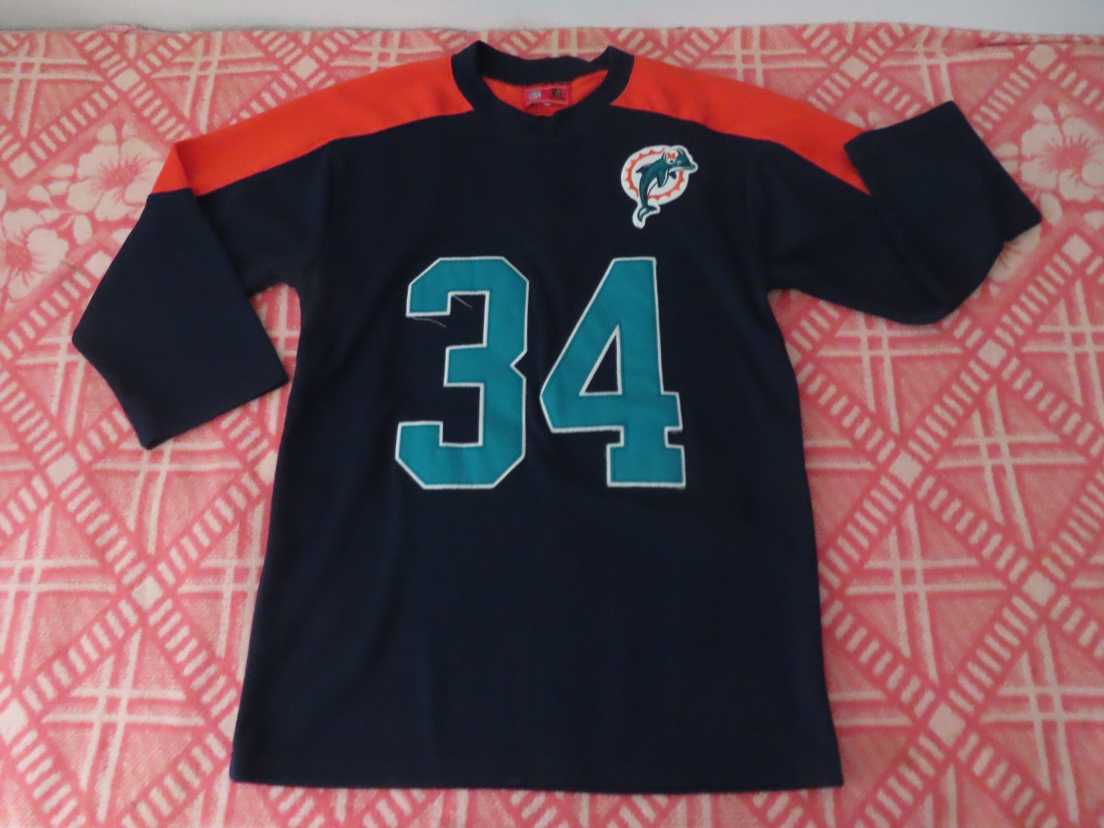 rare vintage nfl players long sleeve jersey ricky williams miami dolphins M