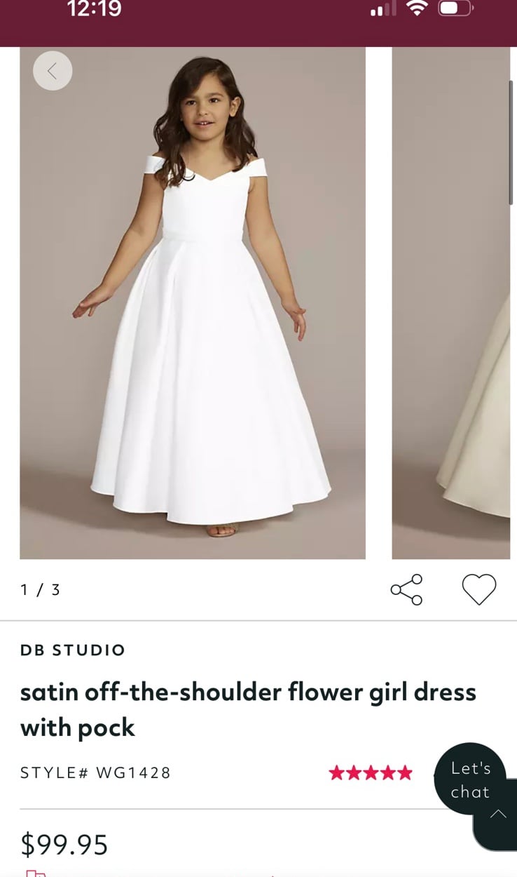 Satin off-shoulder flower girl dress