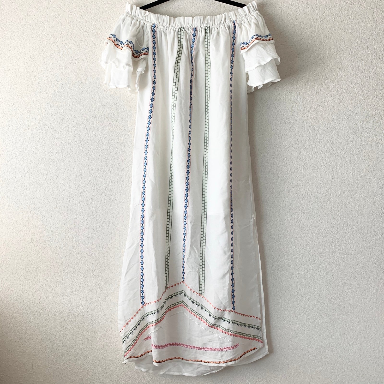 Anthropologie embroidered off shoulder dress