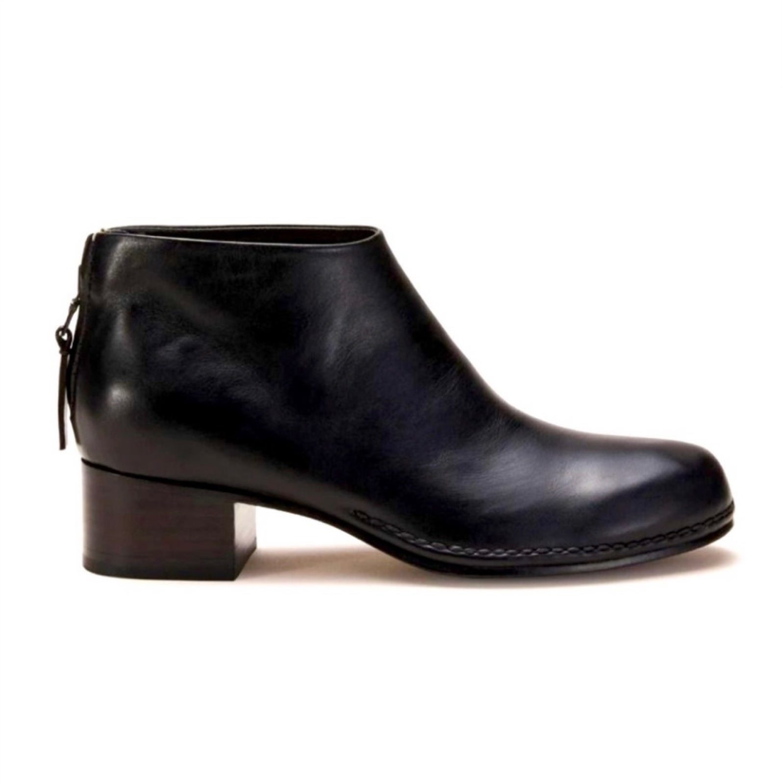Ceremonial Mid Heel Black Leather Boot by Feit US Size 9/ EU Size 39
