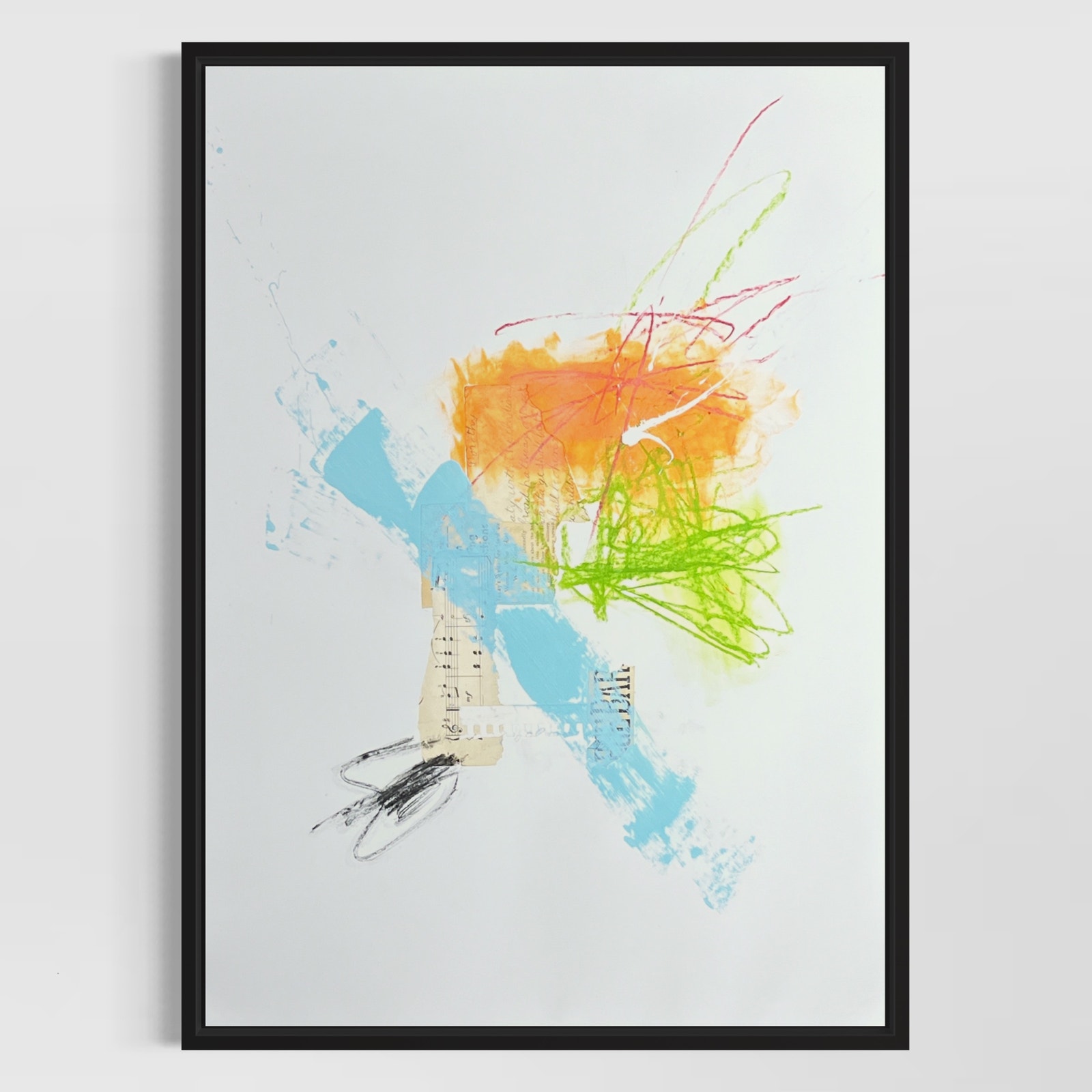 Original Mixed Media Abstract Art Painting 18x24 “Aquarium Signed