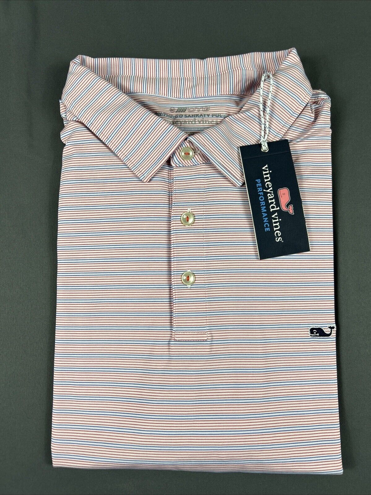 Vineyard Vines Golf Shirt Polo Tri-Color St Jean Sankaty XXL Red Striped NWT