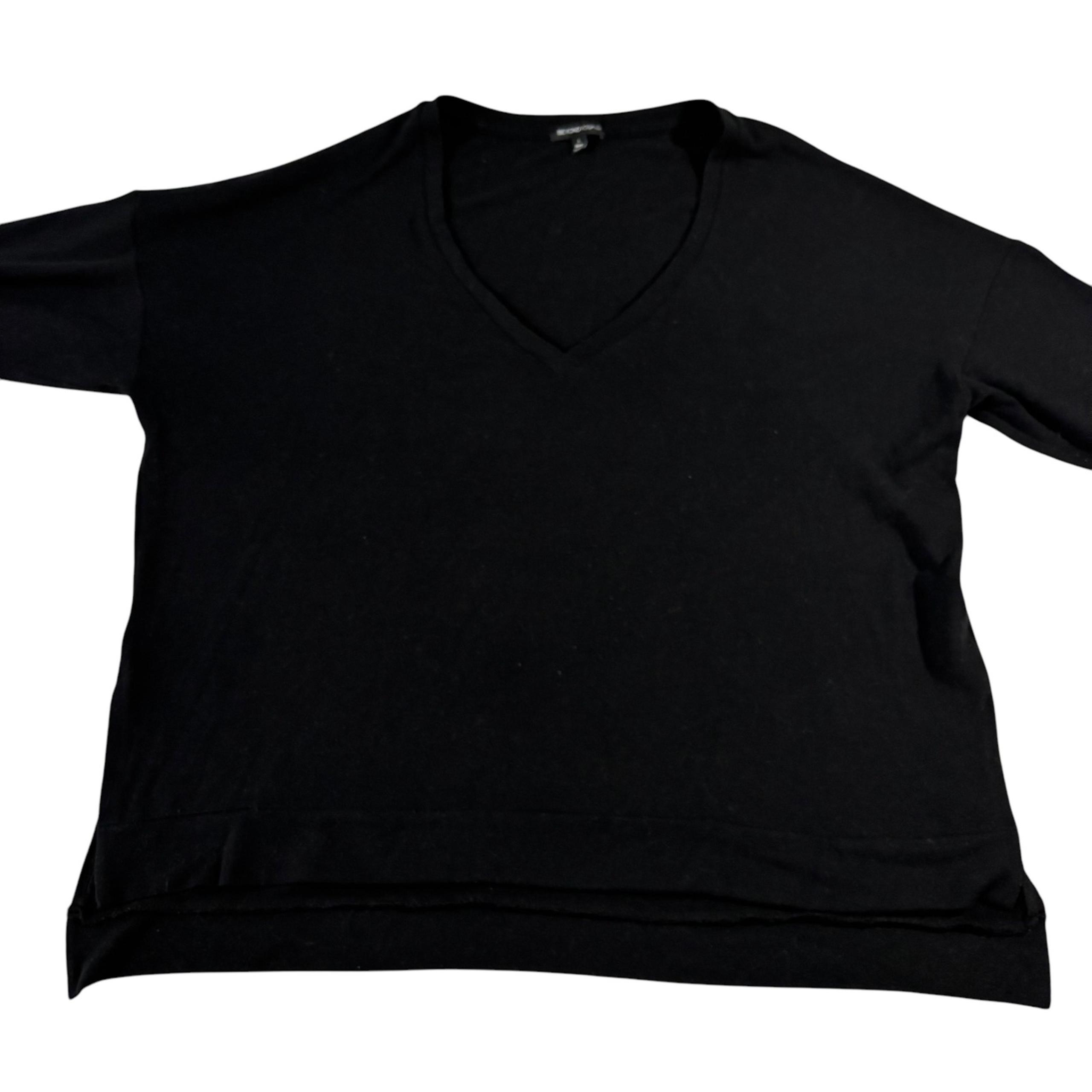 Beyond Yoga V-Neck Pullover Top Long Sleeve Relaxed Fit Black Size L