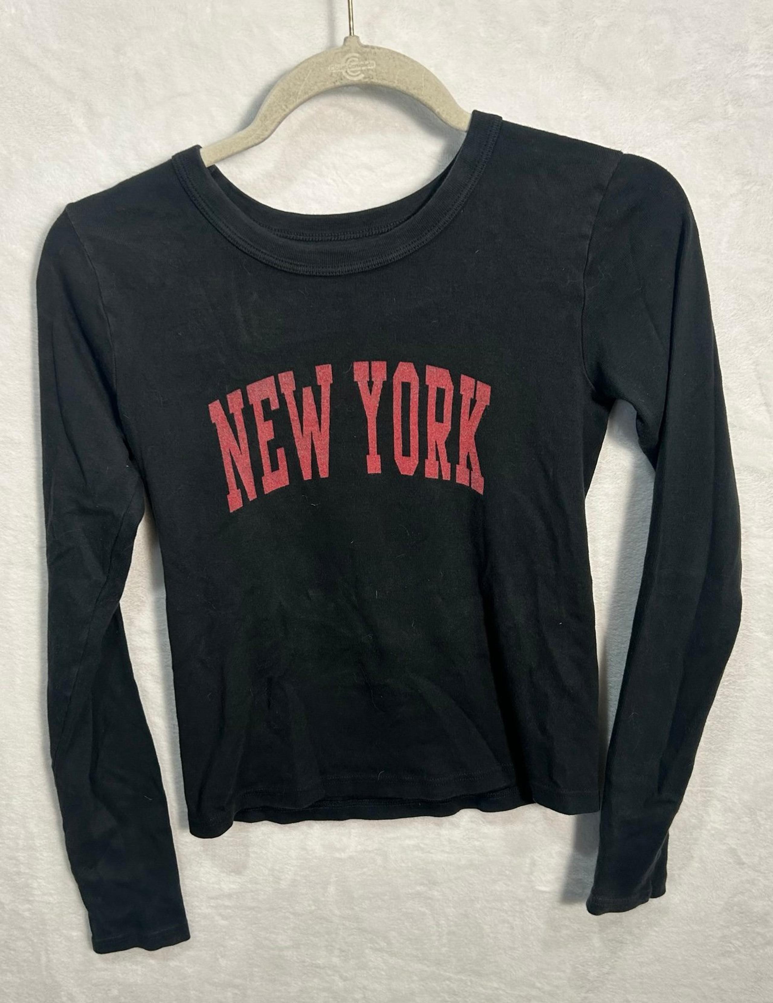 JOHN GALT BRANDY MELVILLE Black Long Sleeve Fitted Red NEW YORK Shirt O/S