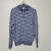 Peter Millar Crown Sweater Mens L Blue Merino Linen Mock Neck 1/4 Zip Pullover