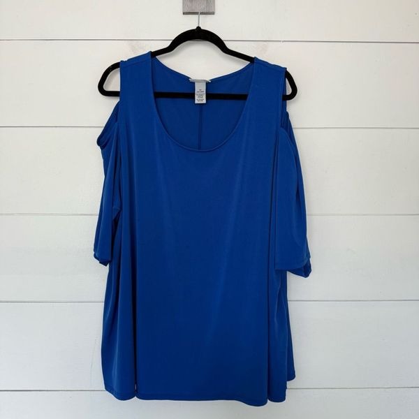 Catherine’s Women’s 3X Royal Blue Cold Shoulder Blouse Plus Size Top