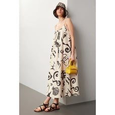 *FLAW, READ* UNTITLED IN MOTION Womens XXL Ophelia Abstract Dress Bamboo/Linen