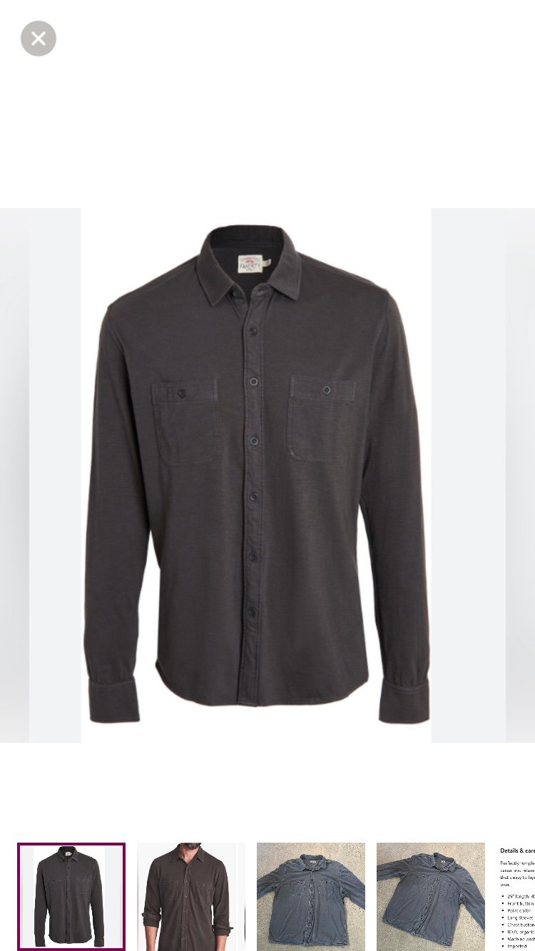 Faherty Knit Seasons Organic Cotton Button-Up Shirt Washed Black XXL