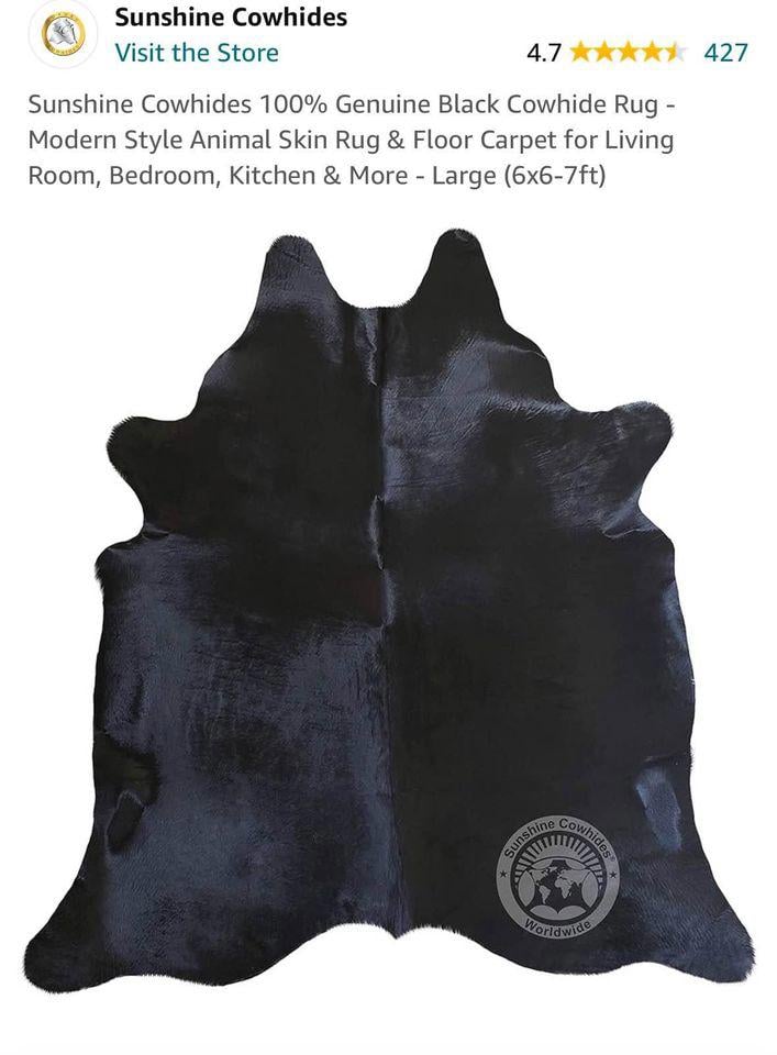 Genuine Black Cowhide Rug