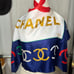 Gorgeous Chanel Multi color scarf measurements in photos