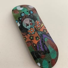 Stacked bozo hand painted embossed graphic fingerboard deck 33mm