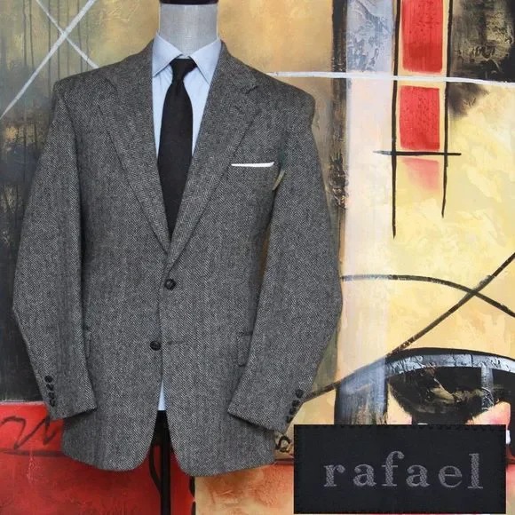 Rafael Vintage Tweed Mens Blazer Sport Coat Jacket 40L