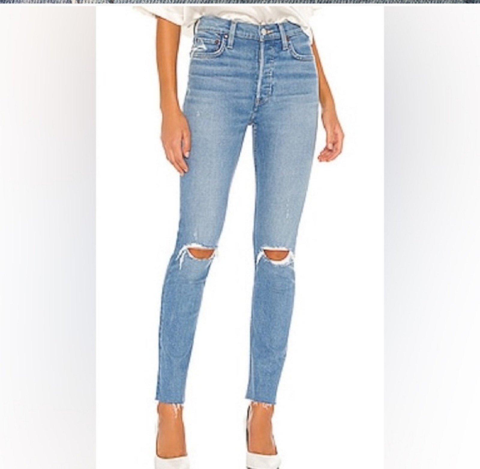 RE/DONE Size 30 90s High Rise Button Fly Distressed Jeans 60s Fade