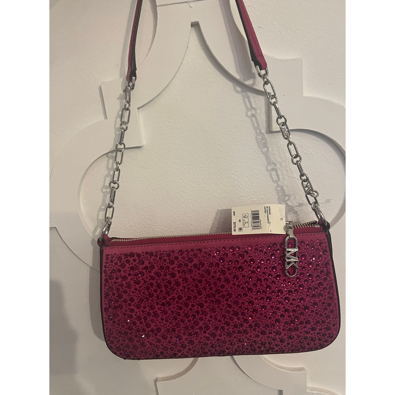 NEW Michael Kors - Mid Chain Pouchette Leather Pink (Ret. 278)
