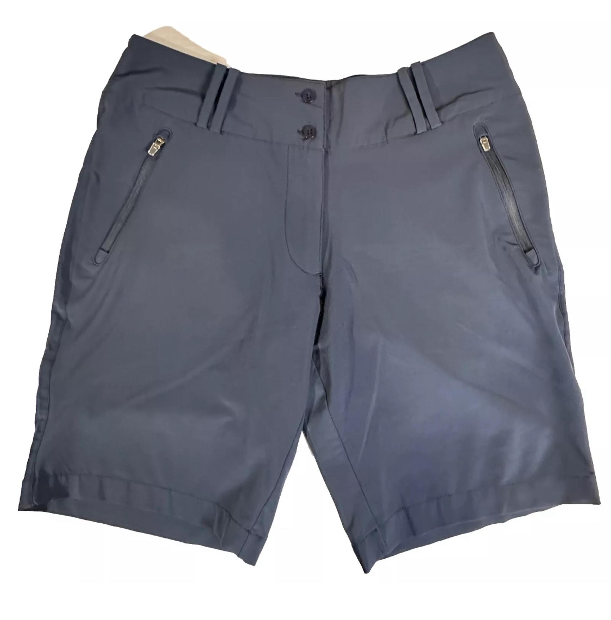 Antigua Women’s Chino Style Golf Athletic Shorts Zip Up Pockets Blue Size 6