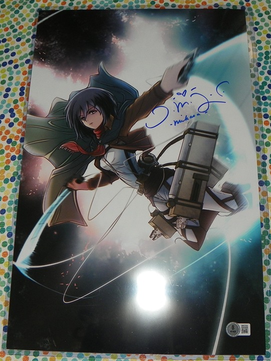 Trina Nishimura Mikasa Attack On Titan Signed 11x17 Photo Auto BAS Beckett #1
