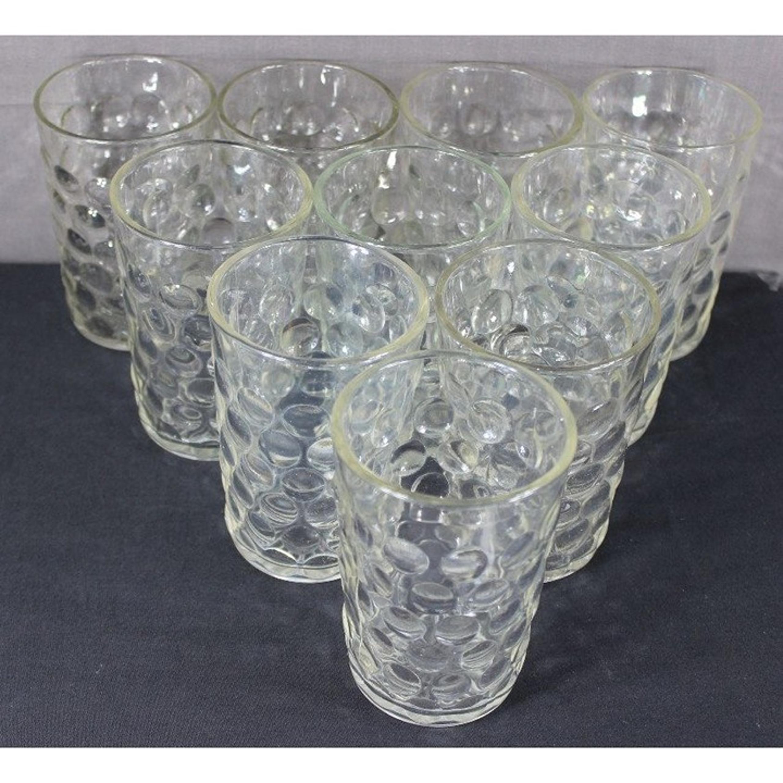10 Vintage Anchor Hocking Clear Bubble 4 1/8" 9 Oz Flat Side Juice Tumblers