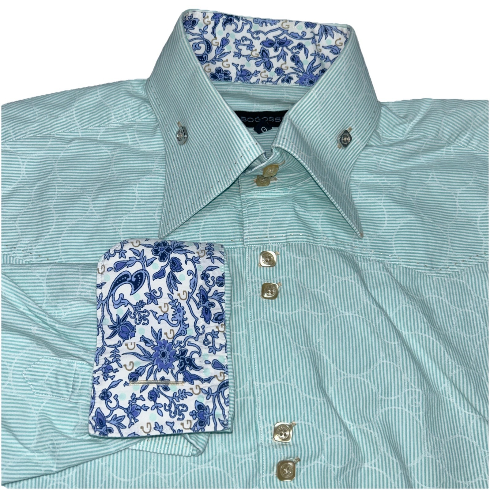 Bogosse French Cuff Long Sleeve Circle Accent Flip Cuff, Mens 4