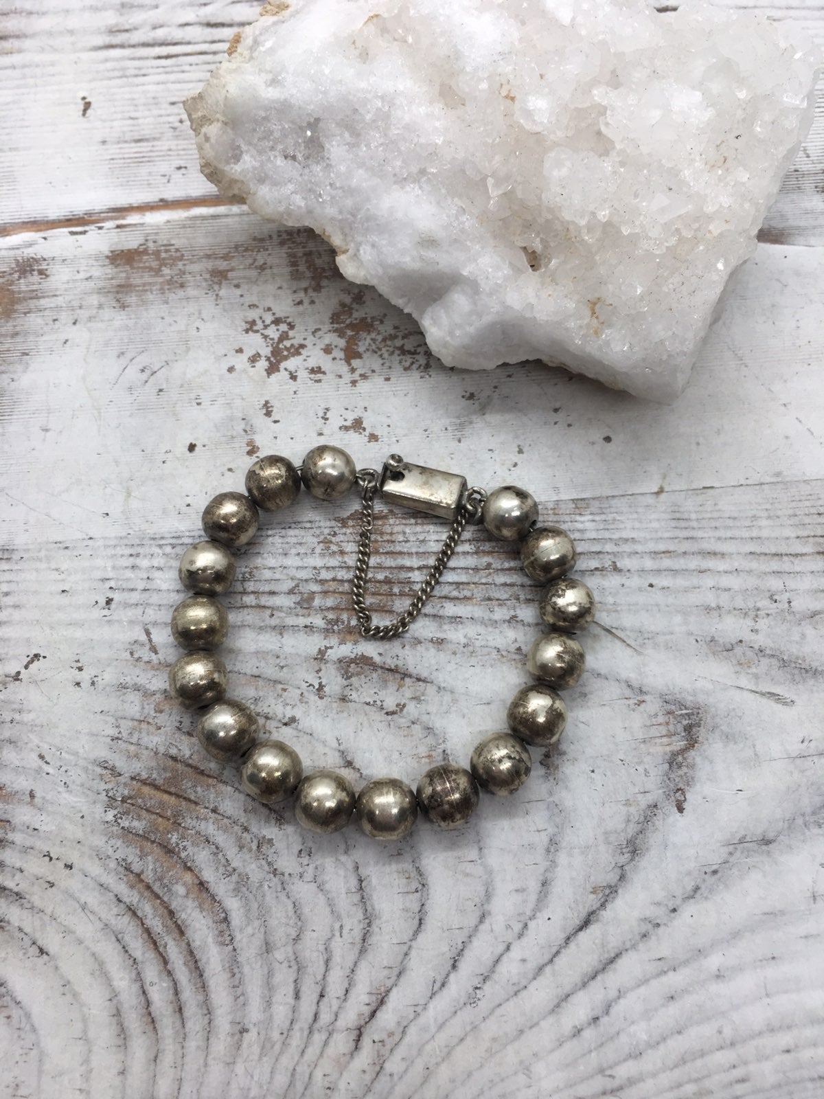 1990 Sterling Silver Large Bead Bracelet