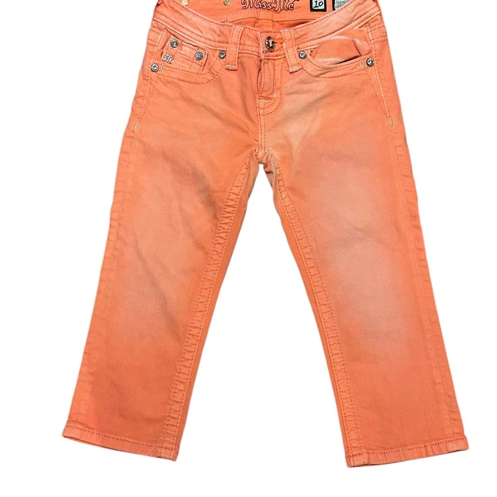 Miss Me Coral Embellished Denim Capri Jeans Girls Size 10
