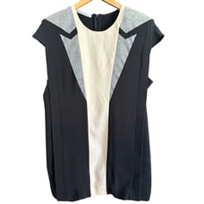 FELIPE OLIVEIRA BAPTISTA | Silk Crepe Architectural Tuxedo Style Shift Dress 38