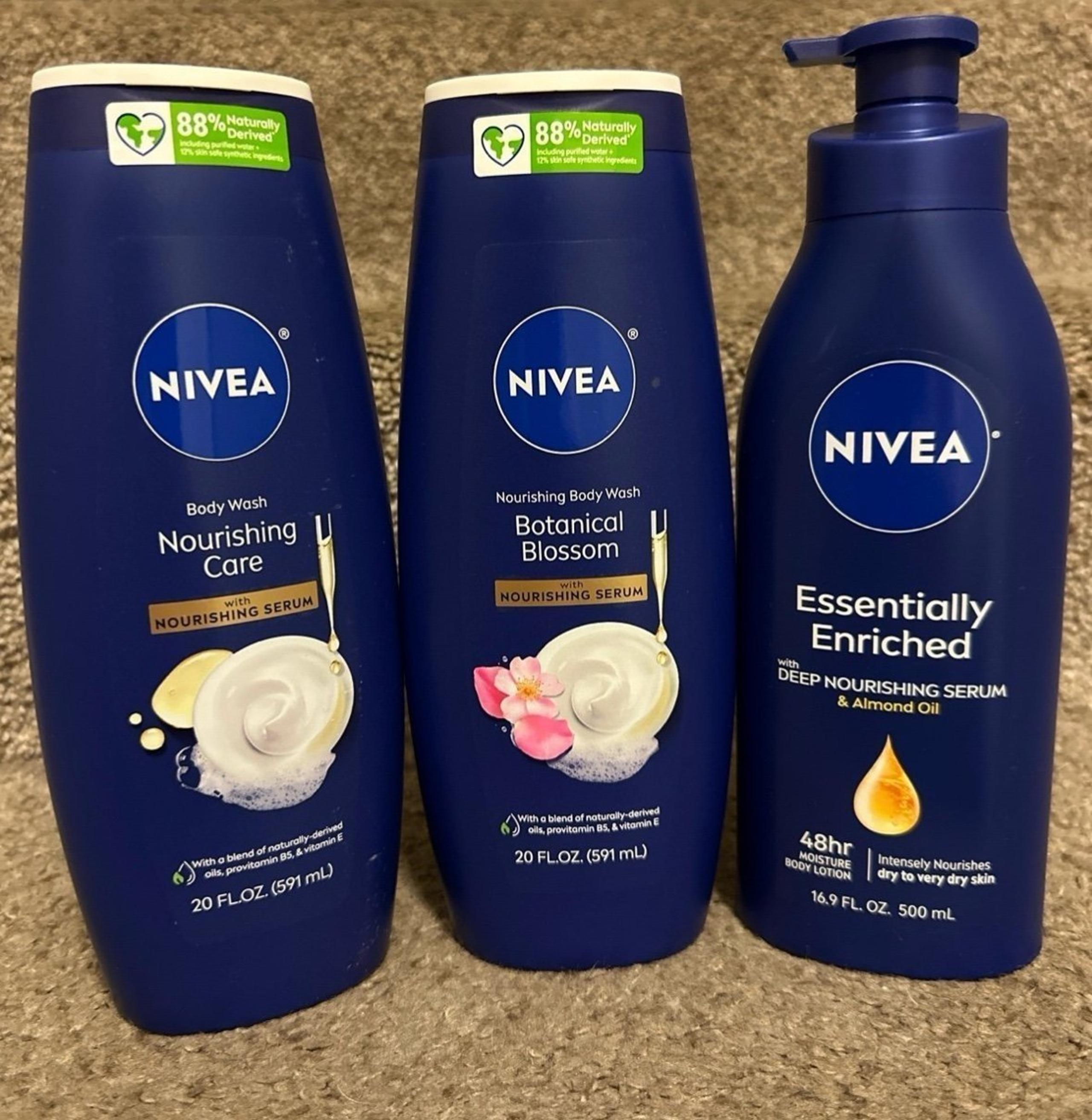 Personal Care Bundle - Body Wash + Moisturizing Body Lotion (3 items) - Nivea
