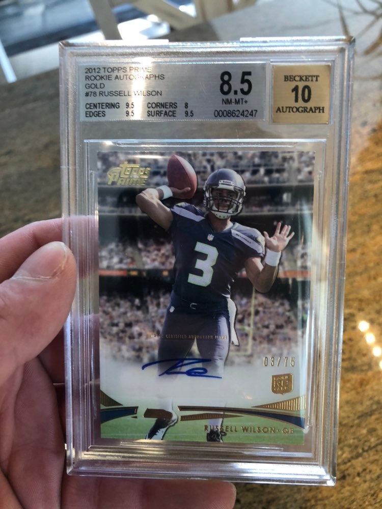 2012 TOPPS PRIME RUSSELL WILSON ROOKIE AUTO BGS 8.5/10 #03/75 Jersey #