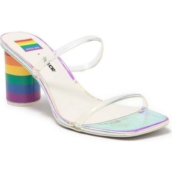 New Dolce Vita Rainbow Noles round High Heels colorful slip on flip flop size 10