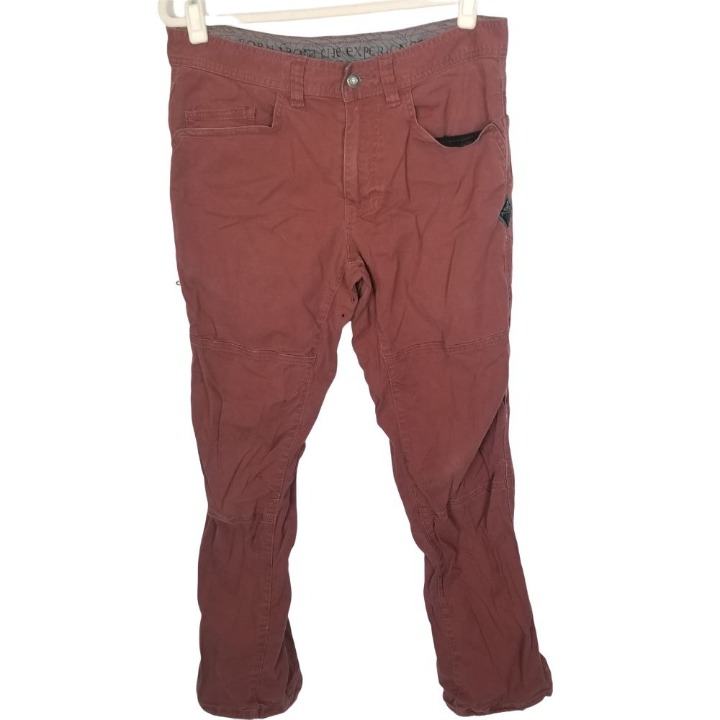 prAna Mens 32X32 Red Relaxed Fit Pants Ventilated Seam Drawstring Ankle Cotton
