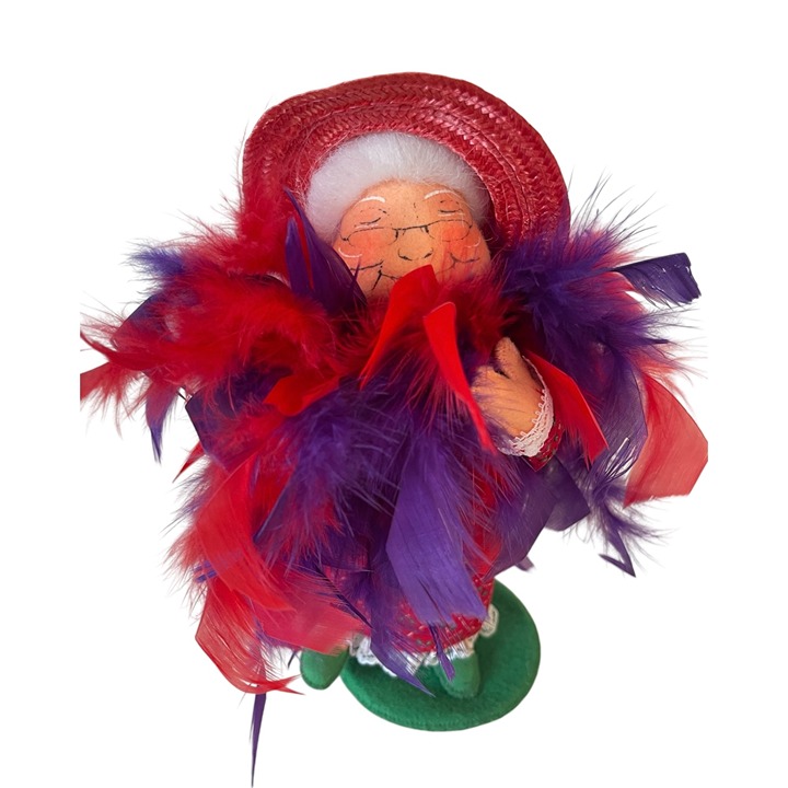 Red Hat Society Figurine I Will Wear Purple 10 Handmade Purple and Red Feathers