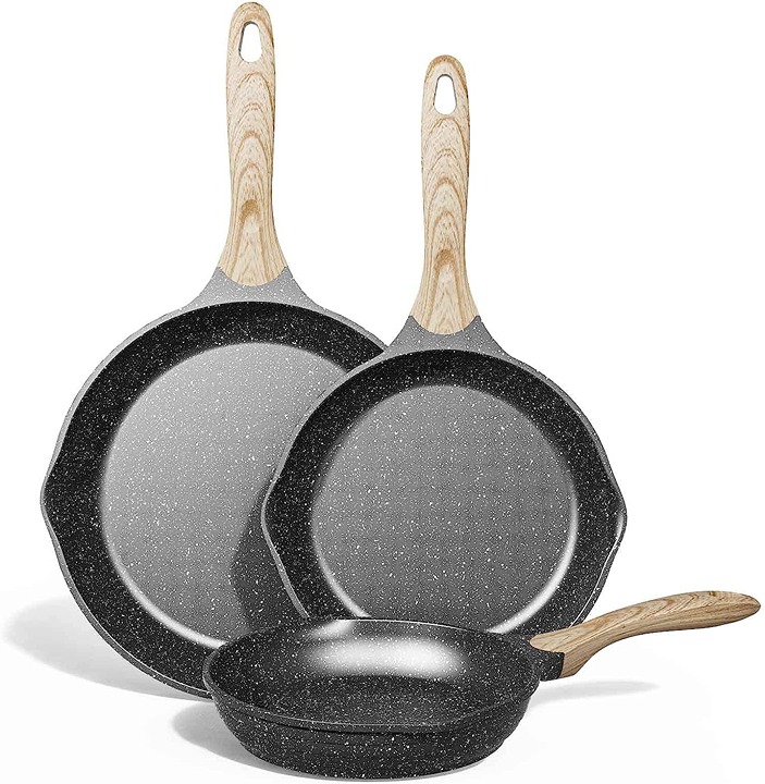 Nonstick Stone Frying Pan, Nonstick Omelette Skillet with Soft Touch Handle