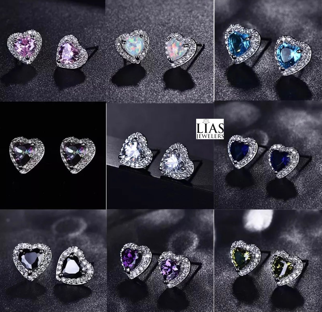 New 18k white gold studs earrings 9 sets