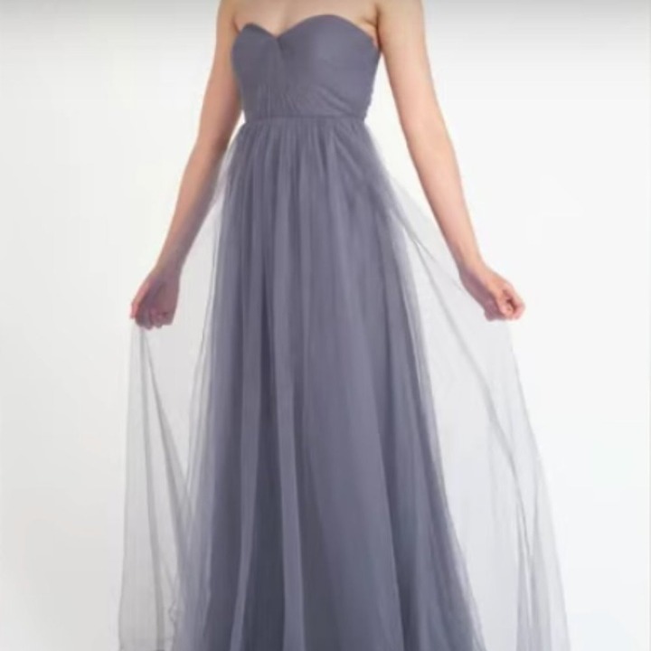 Jenny Yoo Annabelle Purple Dress Strapless Maxi A-line Bridesmaid Prom Wedding