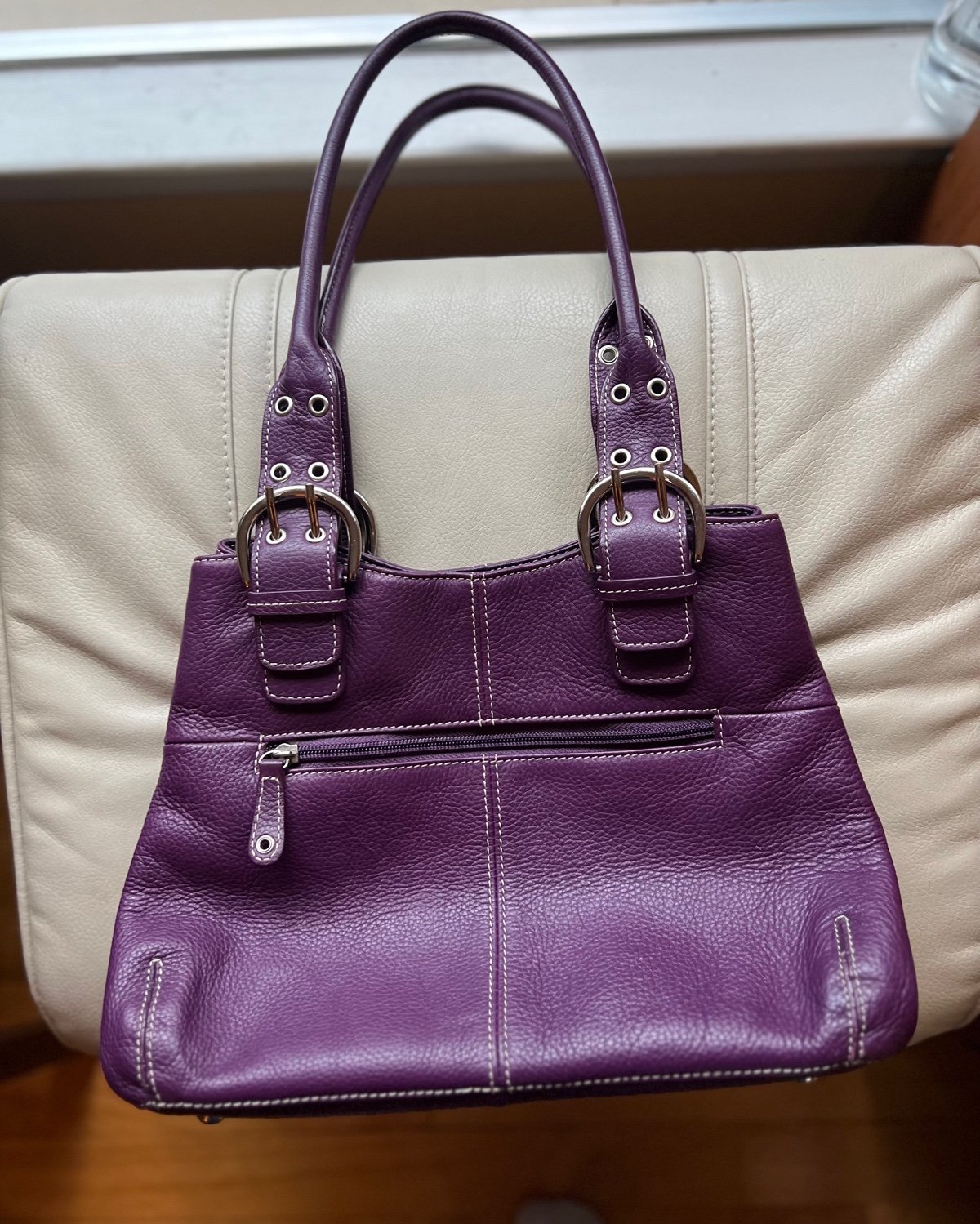 Tiganello Plum Purple Pebbled Leather Hobo Shoulder Bag Purse Tiganello Plum Purple Pebbled Leather Hobo Shoulder Bag Purse