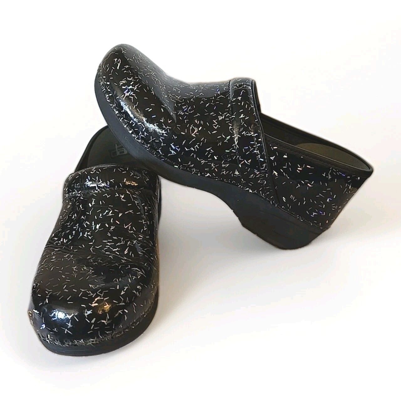 Dansko XP 2.0 Rainbow Flecks Patent Leather Clog Nurse Shoes Size 40 US 9.5 / 10
