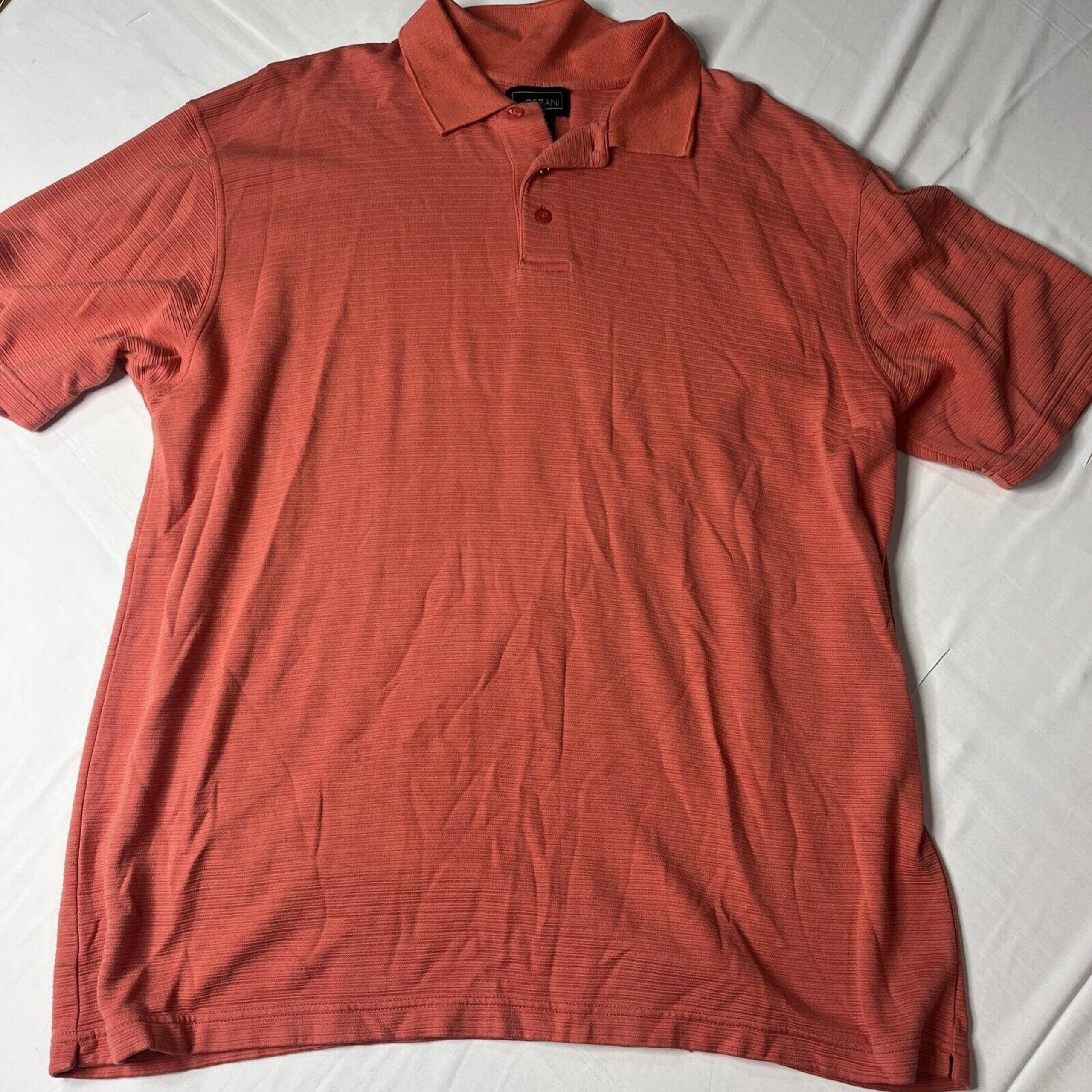 Cezani Mens XL Knit Orange Silk Polo Shirt