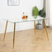 Modern Glass Dining Table - 51 Rectangular w/ Gold Legs