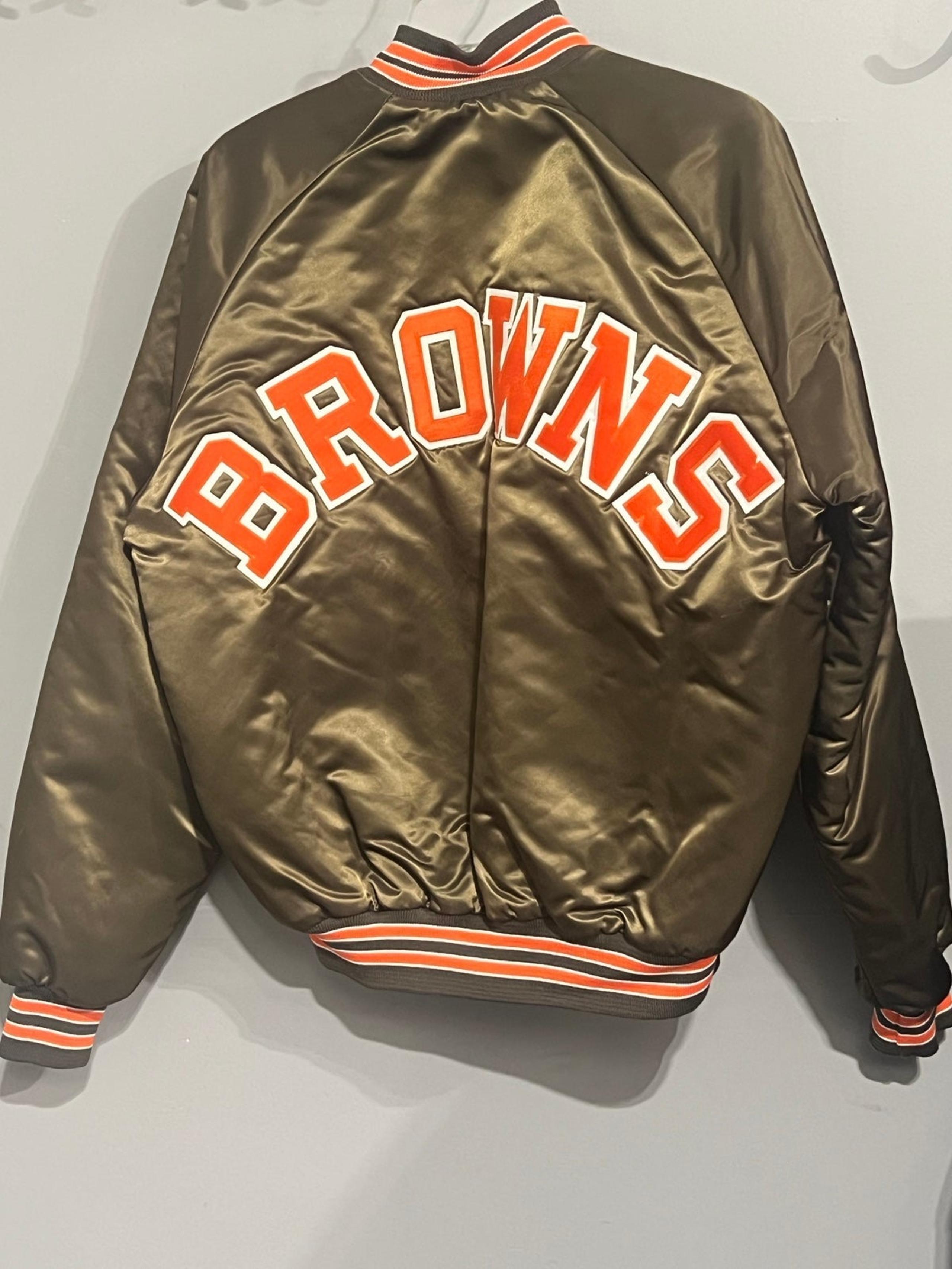 Vintage 80s Chalk Line NFL Cleveland Browns Satin Varsity Jacket Size Men’s L