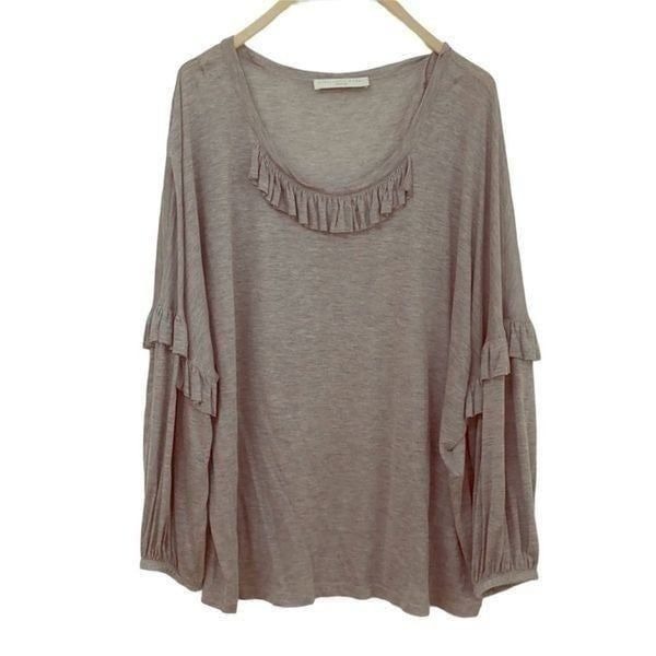 Stella McCartney Grey Lightweight Ruffle Long Sleeve Top - IT 42 / US 6