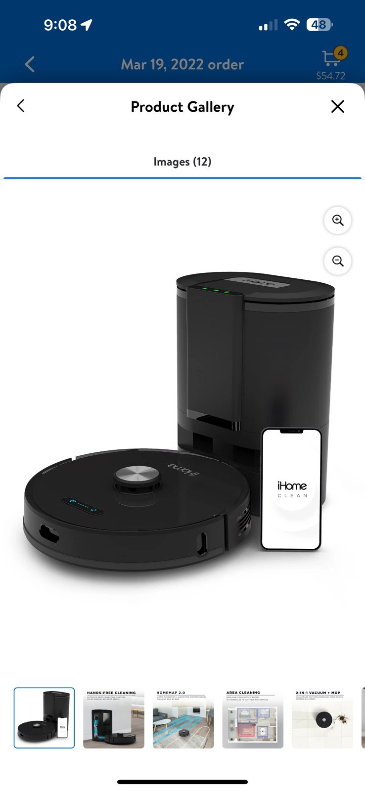 iHome AutoVac Nova Self Empty Robot Vacuum Mop, Laser and Home Map Navigation