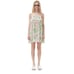 GANNI Womens Pink Green Pleated Ruffle Georgette Strap Mini Dress Sz S