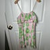 GANNI Womens Pink Green Pleated Ruffle Georgette Strap Mini Dress Sz S