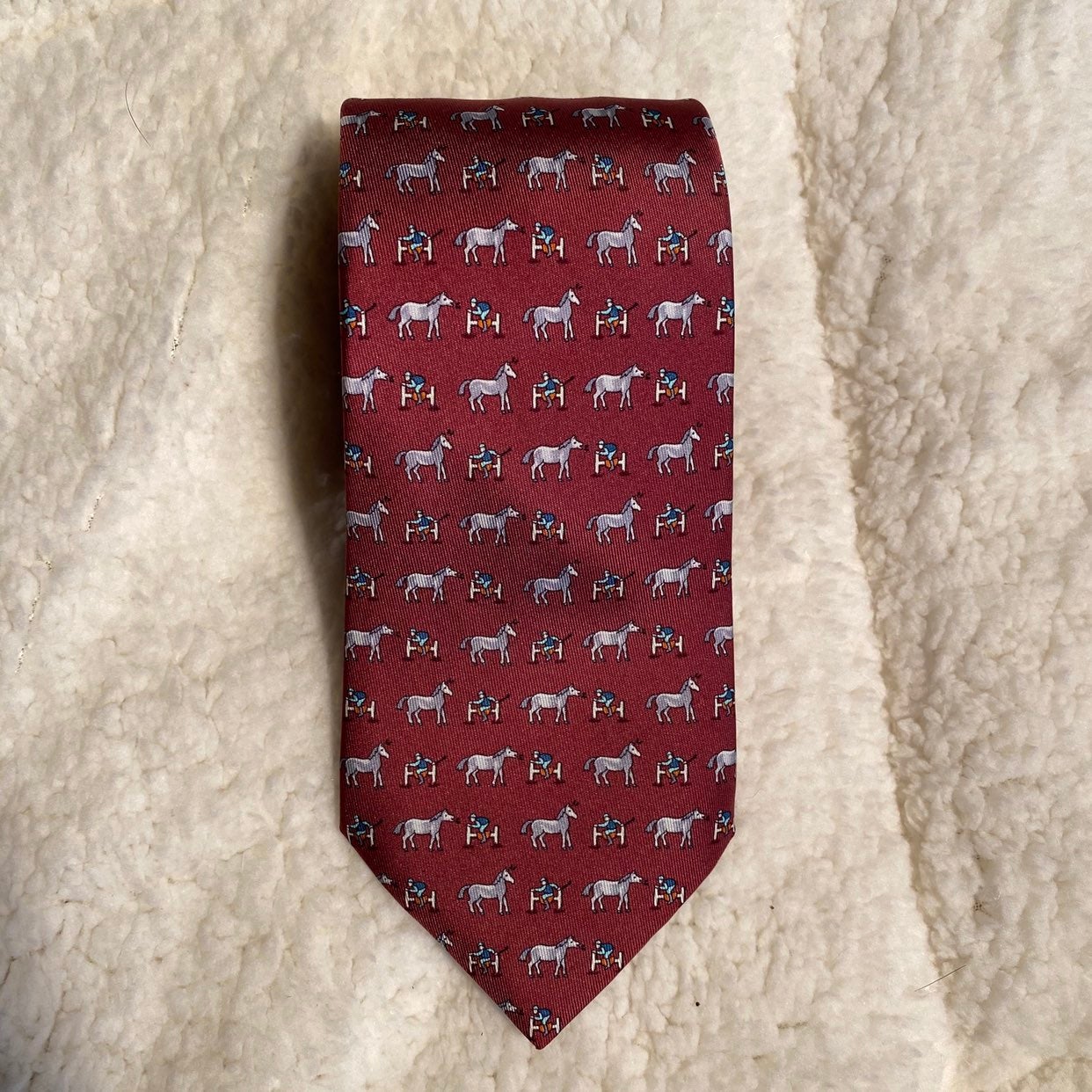 Hermes Silk Tie Whimsy Jockey & Horse